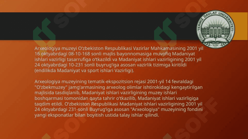 TERMIZ ARXEOLOGIYA MUZEYI TARIXI 3