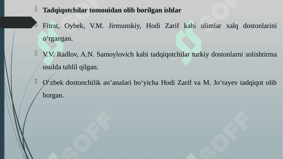XALQ DOSTONLARI TASNIFI YUZASIDAN OLIB BORILGAN ISHLAR. 5