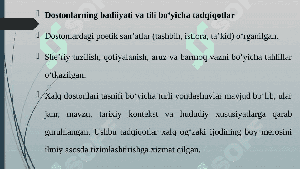 XALQ DOSTONLARI TASNIFI YUZASIDAN OLIB BORILGAN ISHLAR. 6