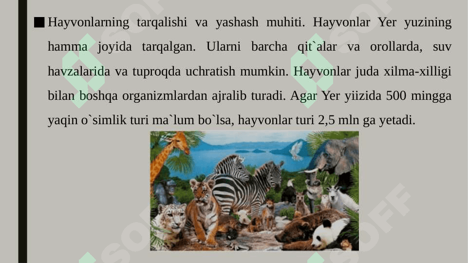 Yer sharida hayvonot dunyosi tarqalishi 7
