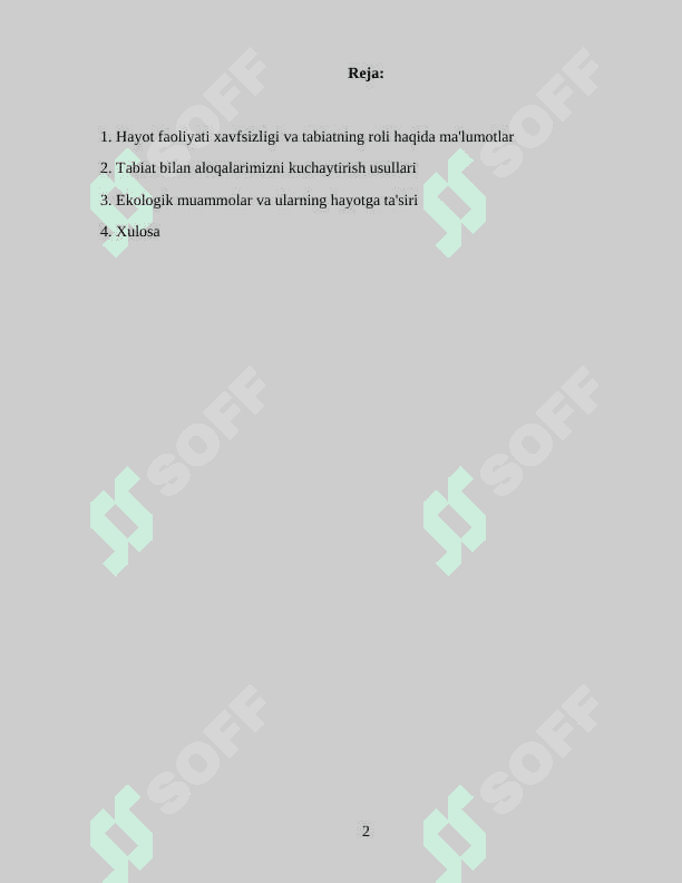 Hayot faoliyati xavfsizligining  tabiat bilan bog'liqligini tushuntiringHayot faoliyati xavfsizligining  tabiat bilan bog'liqligini tushuntiring 2