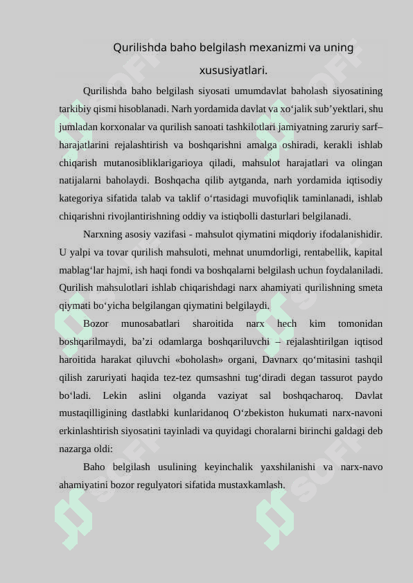 Qurilishning smeta bo’yicha qiymati(narxi)ni belgilashning tarkibi, tuzilishi va uslublari 2