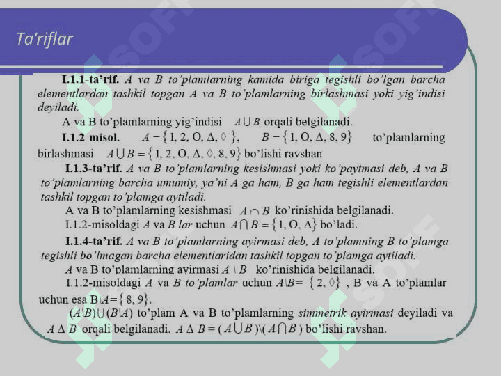 Toʻplamlar va ular ustida amallar 4