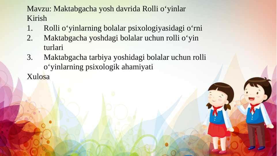Maktabgacha yosh davrida Rolli o‘yinlar 1