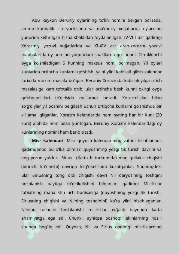 Sharq mamlakatlari va musulmon kalеndari. REFERAT 5