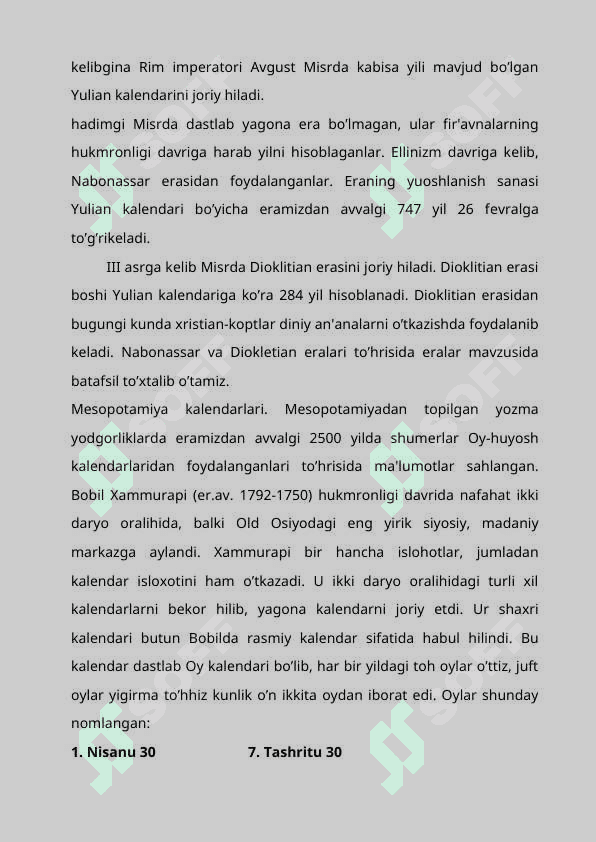 Sharq mamlakatlari va musulmon kalеndari. REFERAT 8