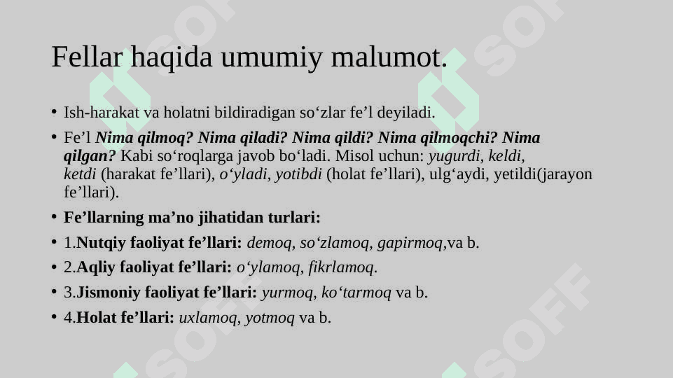 Fe’llar yasalishi va modal fe'llar 2