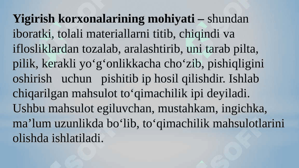 Yigirish moslamalari taraqqiyotining bosqichlari 5