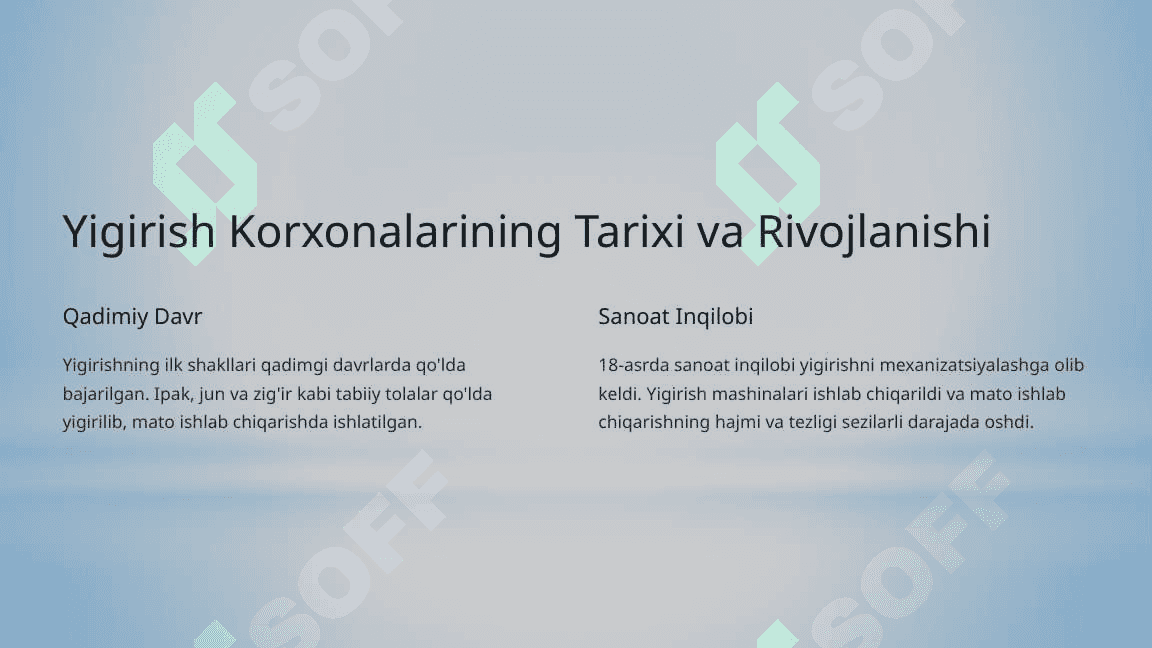 Yigirish moslamalari taraqqiyotining bosqichlari 7