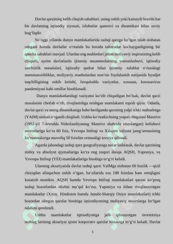 Rivojlangan mamlakatlarda davlat qarzi dinamikasi va tahlili 5