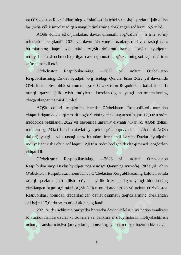 Rivojlangan mamlakatlarda davlat qarzi dinamikasi va tahlili 8