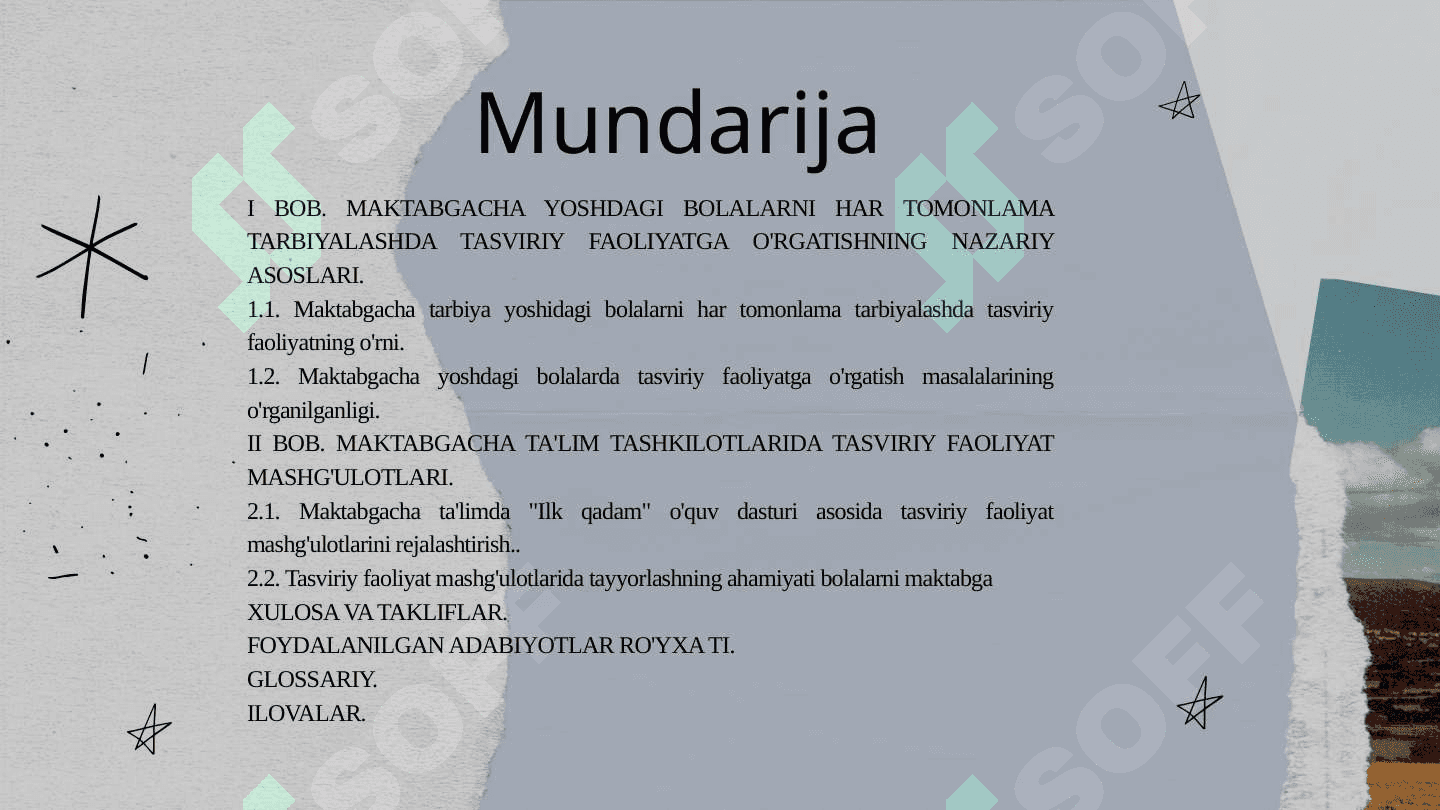 MAKTABGACHA YOSHDAGI BOLALARNI HAR TOMONLAMA TARBIYALASHDA TASVIRIY FAOLIYATGA O‘RGATISHNING AHAMIYATI 2