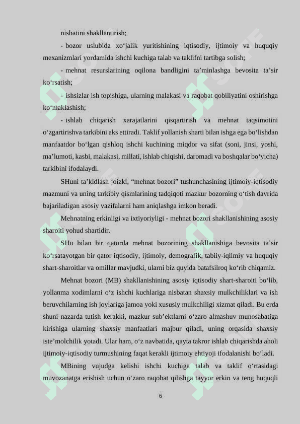 O'ZBEKISTON RESPUBLIKASIDA MEHNAT BOZORINING SHAKLLANISHI VA ISHSIZLIKNI O'ZIGA XOS XUSUSIYATLARI kurs ishi docx 6