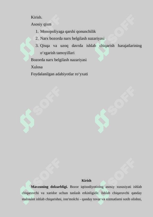 Monopol hokimiyat sharoitida narx belgilash va diversifikatsiyalash tamoyillari kurs ishi docx 2