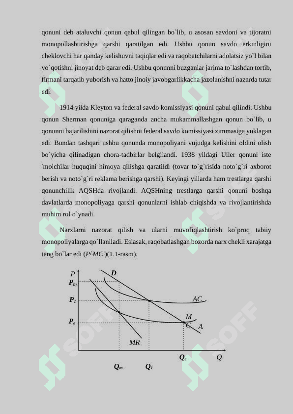 Monopol hokimiyat sharoitida narx belgilash va diversifikatsiyalash tamoyillari kurs ishi docx 6
