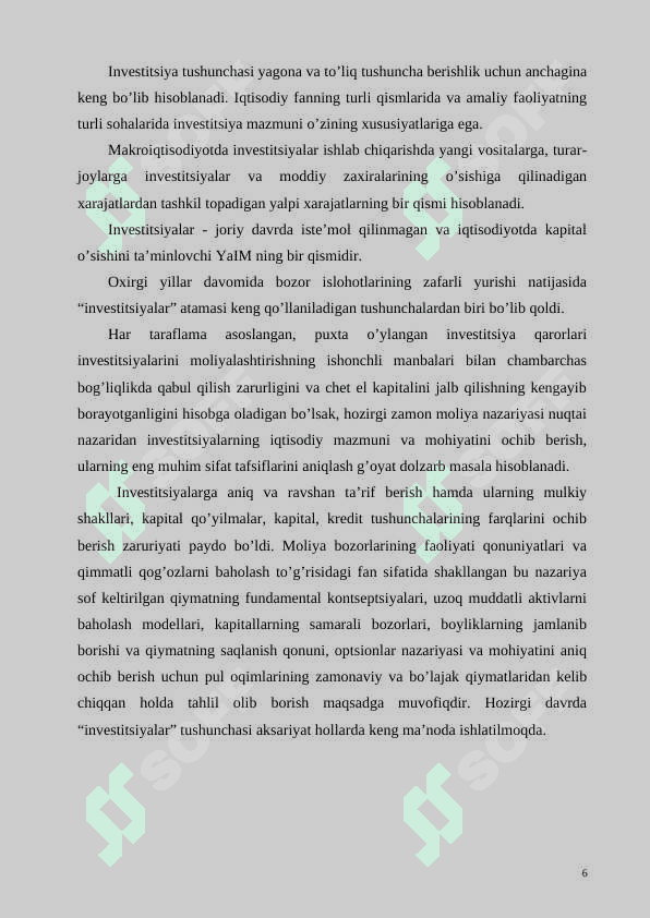 INVESTITSIYANING MOHIYATI MANBALARI VA SHAKLLARI 6