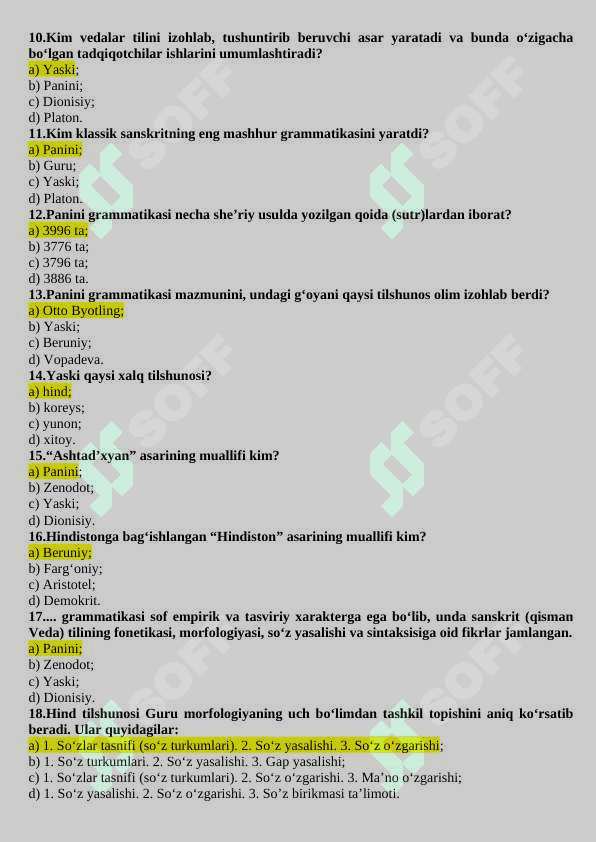 Tilshunoslik savollar va javoblar 2