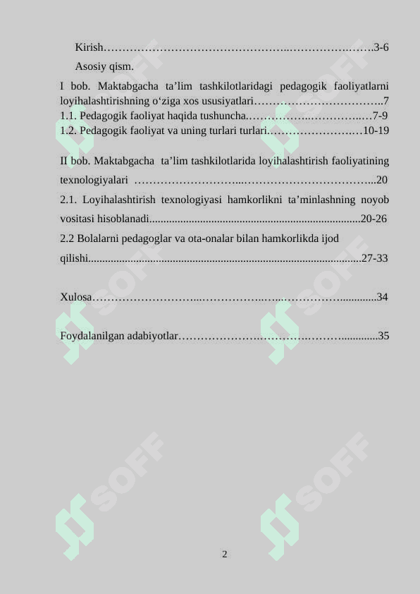 Maktabgacha ta`lim tashkilotlaridagi pedagogik faoliyatlarni loyihalashtirish 2