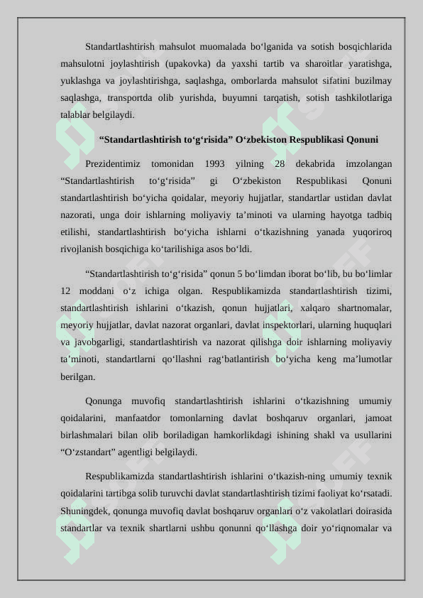 O‘ZBEKISTON RESPUBLIKASI STANDARTLASHTIRISH DAVLAT TIZIMI 3