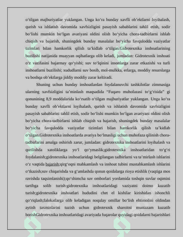 O’zbekistonda bo’lishi mumkin bo’lgan texnogen havflar 3