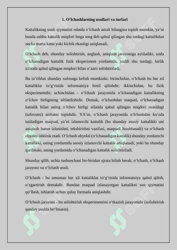 O'lchash vositalari va ularning elementlari va parametrlari 2