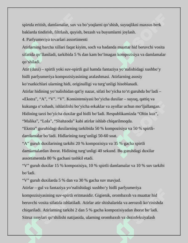 Parfyumeriya mahsulotlarining turlari va guruhlanishi 4