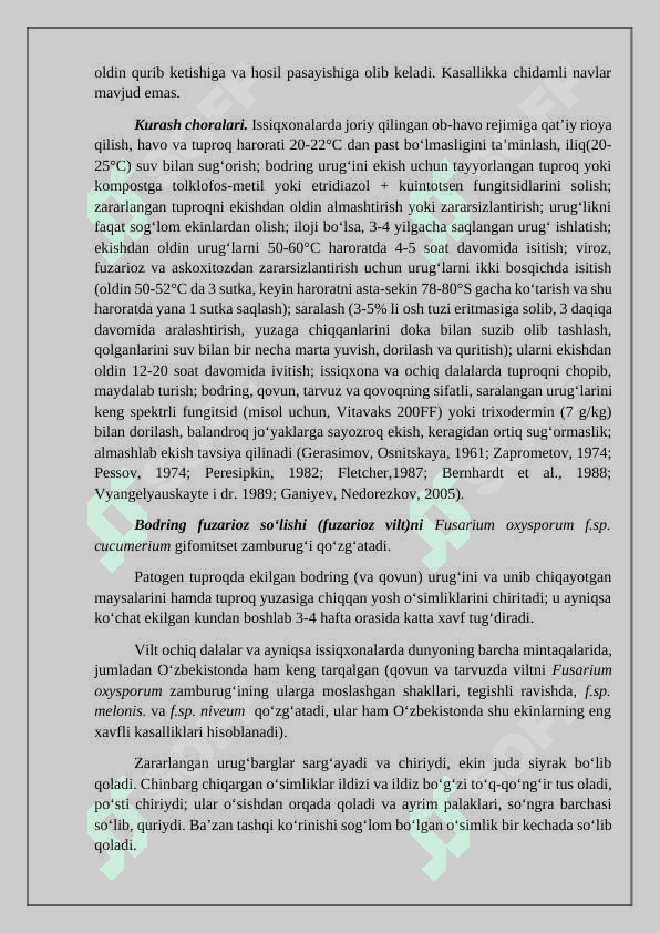 Poliz ekinlari kasalliklari va ularga qarshi kurash choralari 3