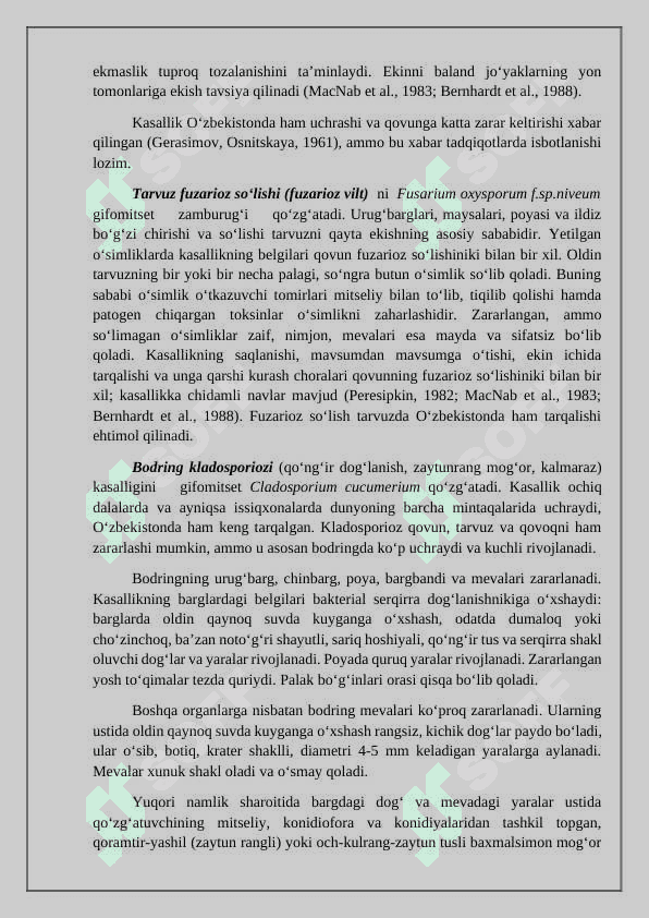 Poliz ekinlari kasalliklari va ularga qarshi kurash choralari 7