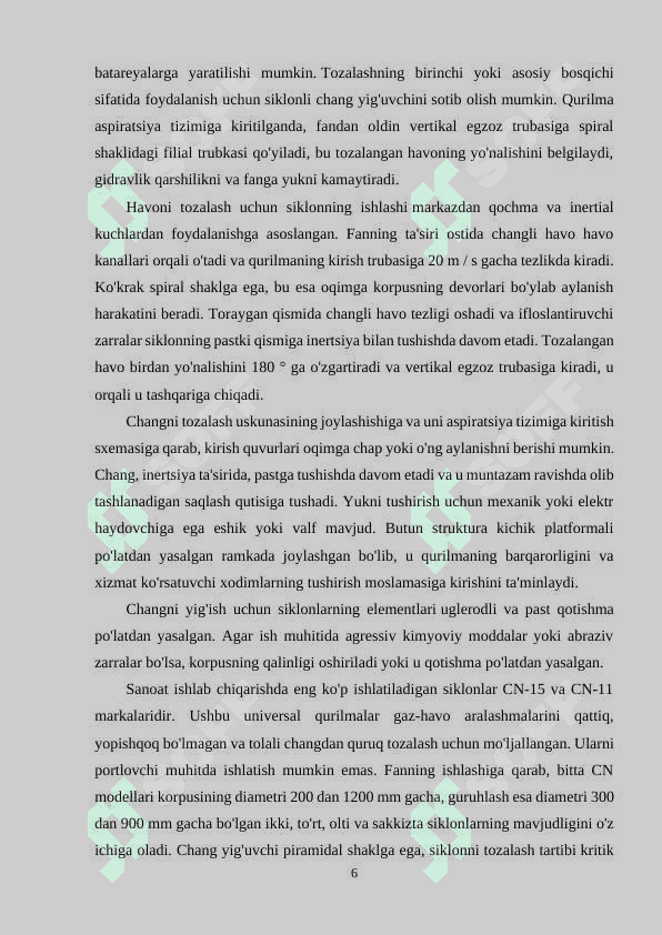 QURUQ USULDA CHANG USHLOVCHI SIKLON TUZILISHI VA PARAMETRLARI TAHLILI. 5