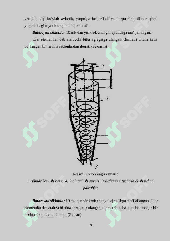 QURUQ USULDA CHANG USHLOVCHI SIKLON TUZILISHI VA PARAMETRLARI TAHLILI. 8