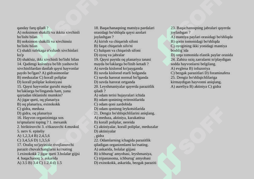 Zologiya test 2