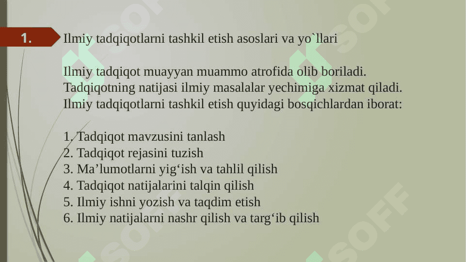 Ilmiy tadqiqotlarni tashkil etish 8