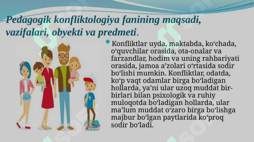 Pеdаgоgik kоnfliktоlоgiyaning mоhiyati, оb`yеkti, prеdmеti, mаqsаdi, vаzifаlаri vа fаn sifаtidа pаydо bo`lishi 3