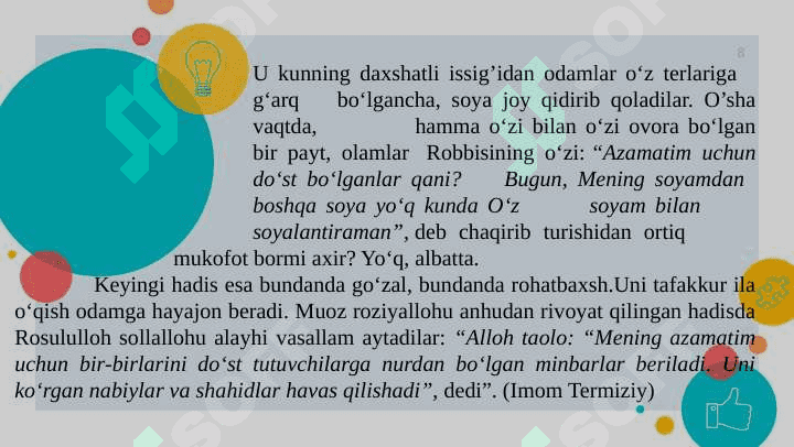 DO‘ST TANLASH VA DO‘STLIK ODOBI XUSUSIDA. 8