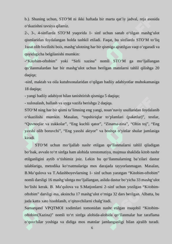 SAVODNI O'RGATISHDA SINFDAN TASHQARI O'QISHNI TASHKIL QILISH 6