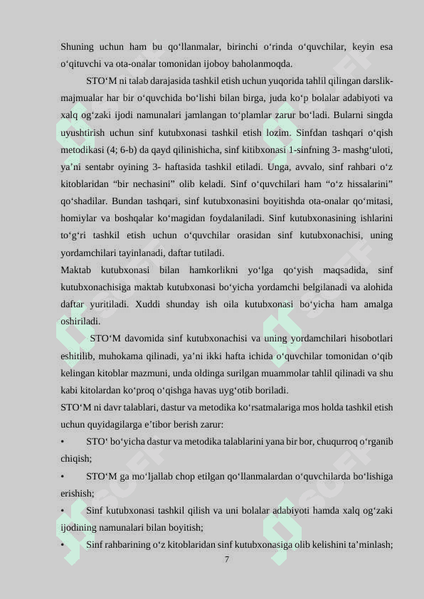 SAVODNI O'RGATISHDA SINFDAN TASHQARI O'QISHNI TASHKIL QILISH 7