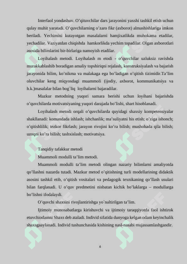 OʻQUVCHILARDA KOMPETENSIYALARNI SHAKLLANTIRISH TAMOYILLARI 6