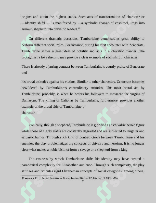 Christopher Marlowe and his work on Tumbulaine the Great 7