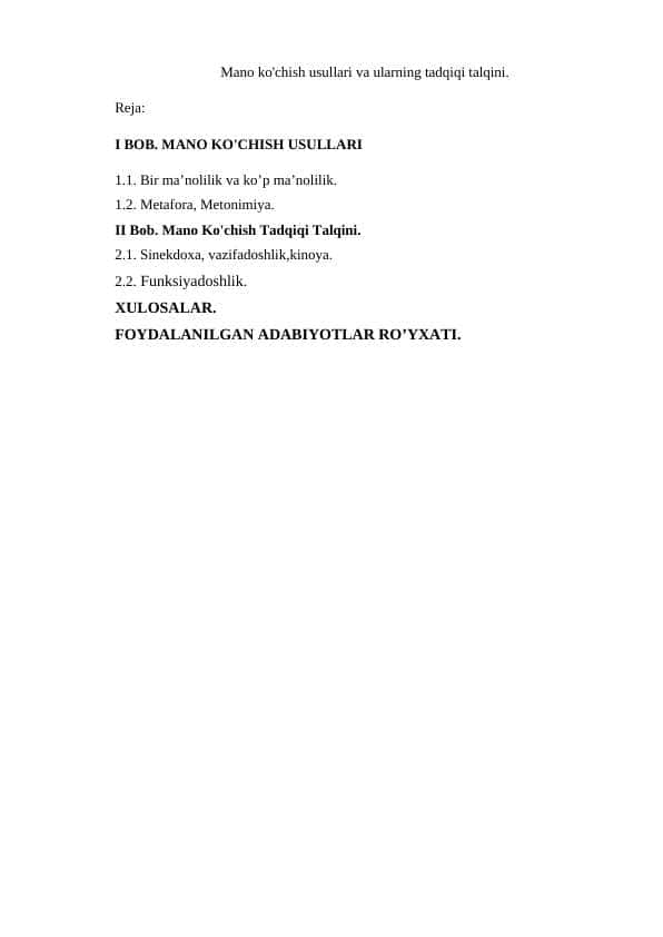 Mano ko'chish usullari va ularning tadqiqi talqini
