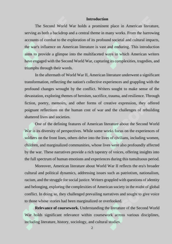 The Second World War in American literature 2