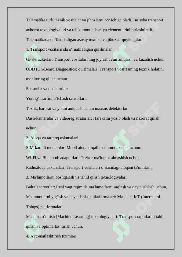 Telematikada qoʻllaniladigan texnika va jihozlar 2
