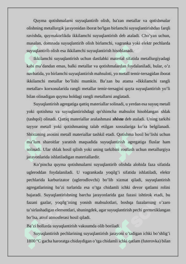 Uzluksiz quyma olish texnologiya 3