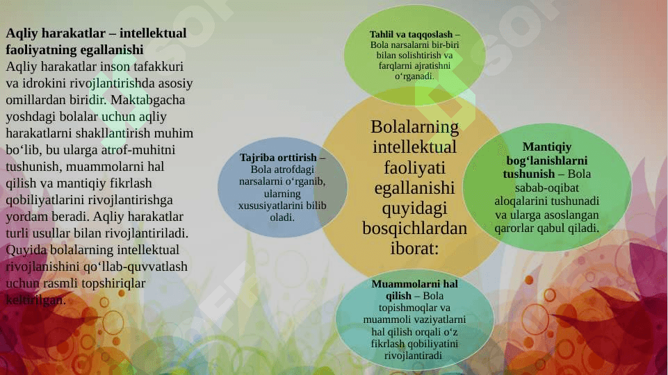 Aqliy harakatlar intelektual faoliyatning egallanishi 2