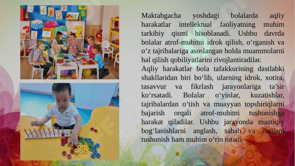 Aqliy harakatlar intelektual faoliyatning egallanishi 3
