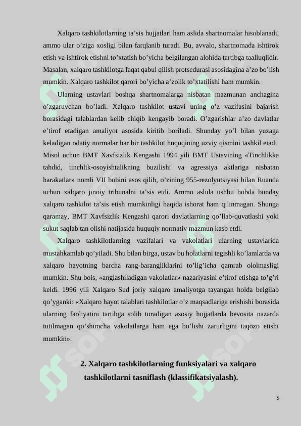 Xalqaro tashkilotlarning asosiy funksiyalari 6