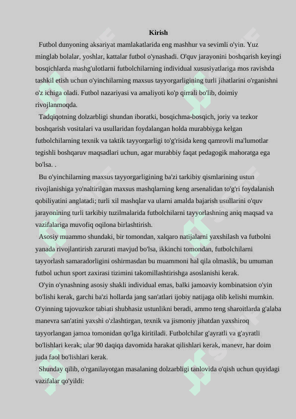 Futbol o’yinida harakatanish texnikasini o’rgatish 2