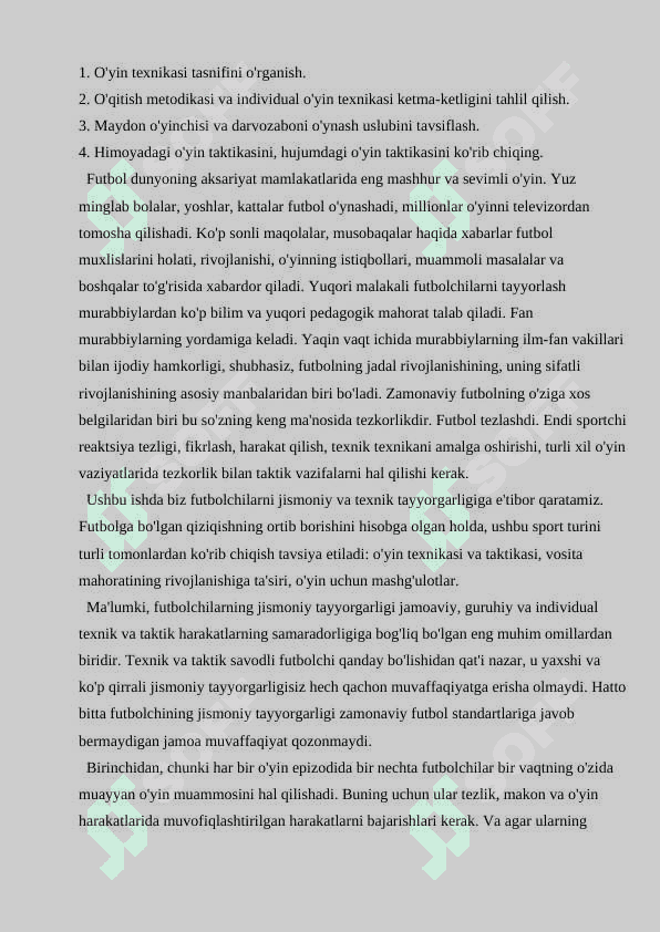 Futbol o’yinida harakatanish texnikasini o’rgatish 3