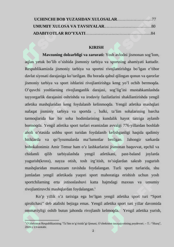 YENGIL АTLETIKА BILАN SHUG’ULLАNUVCHI 13-14 YOSHLI SPORTCHILАRNING INDIVIDUАL PSIXOLOGIK XUSUSIYАTLАRINI O’RGАNISH VА TАKOMILLАSHTIRISH 2