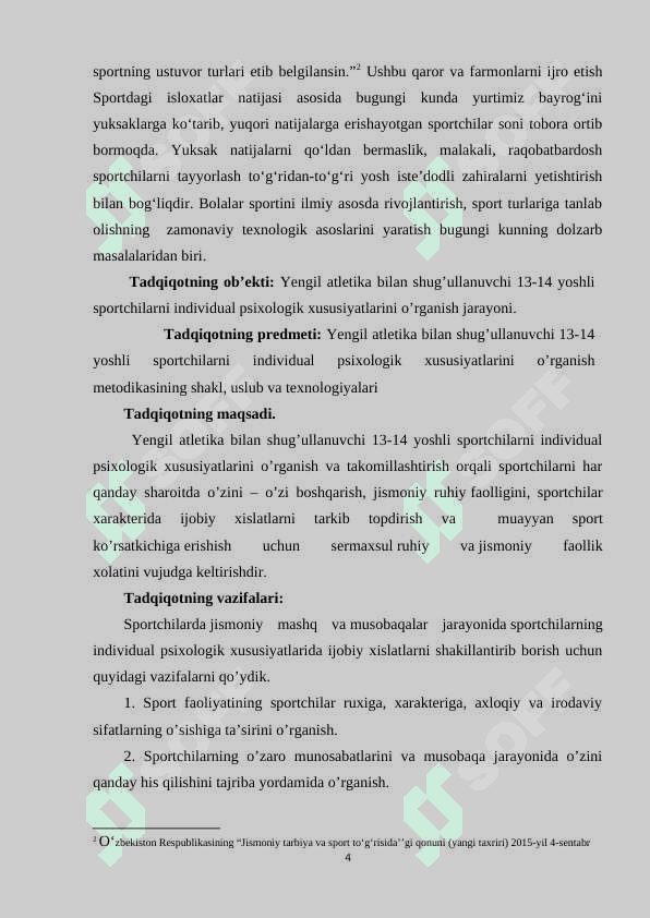 YENGIL АTLETIKА BILАN SHUG’ULLАNUVCHI 13-14 YOSHLI SPORTCHILАRNING INDIVIDUАL PSIXOLOGIK XUSUSIYАTLАRINI O’RGАNISH VА TАKOMILLАSHTIRISH 4