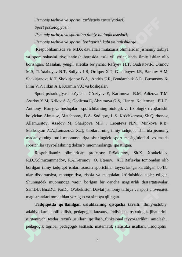YENGIL АTLETIKА BILАN SHUG’ULLАNUVCHI 13-14 YOSHLI SPORTCHILАRNING INDIVIDUАL PSIXOLOGIK XUSUSIYАTLАRINI O’RGАNISH VА TАKOMILLАSHTIRISH 6